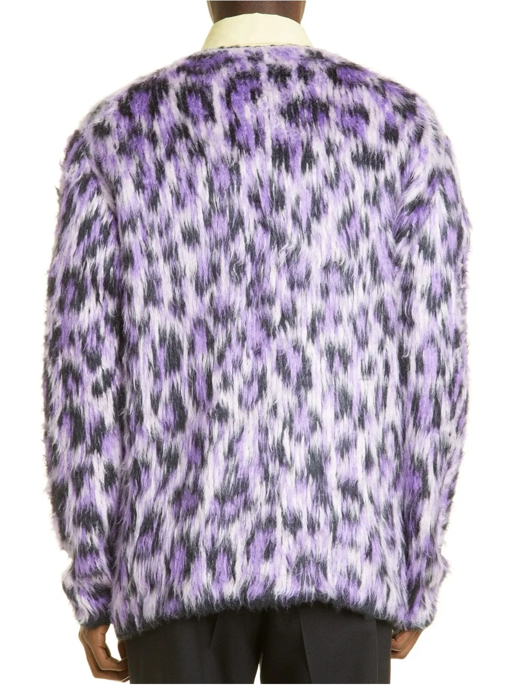 Jil Sander Intarsia Brushed Silk Leopard Sweater in Purple